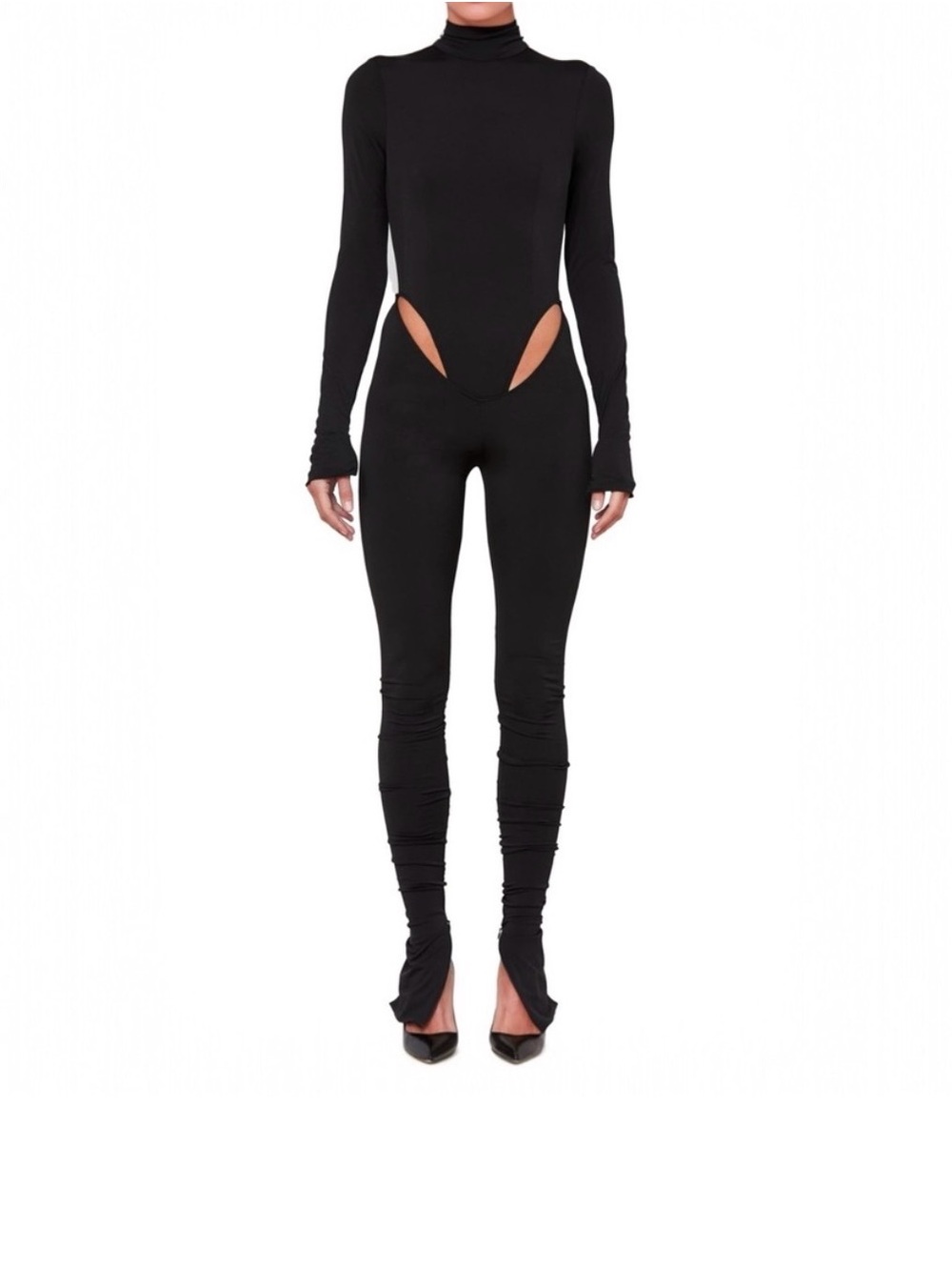 Laquan Smith Women’s Long-Sleeve Cutout Jumpsuit - Black